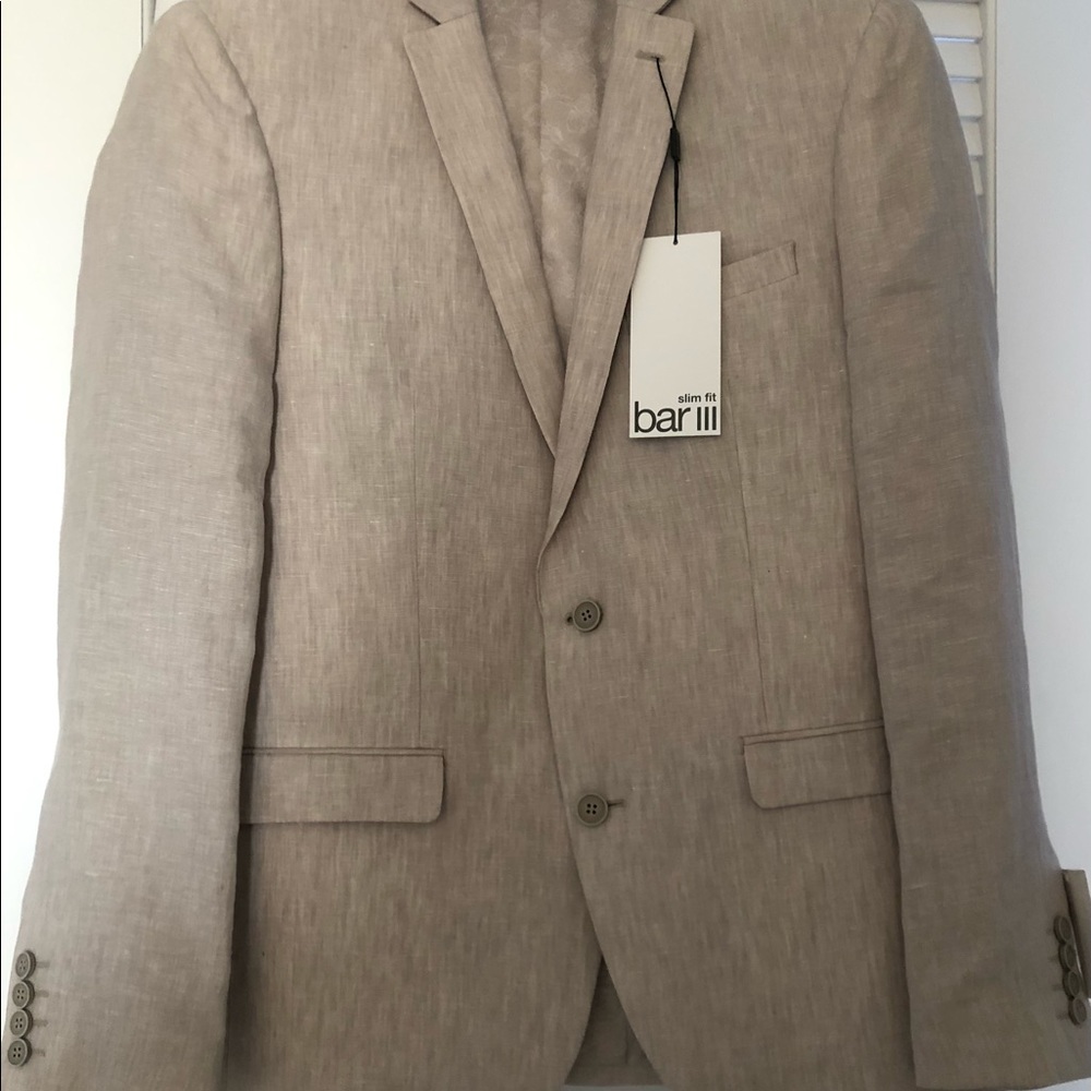 Brand new men’s linen pants and matching coat - light tan color.